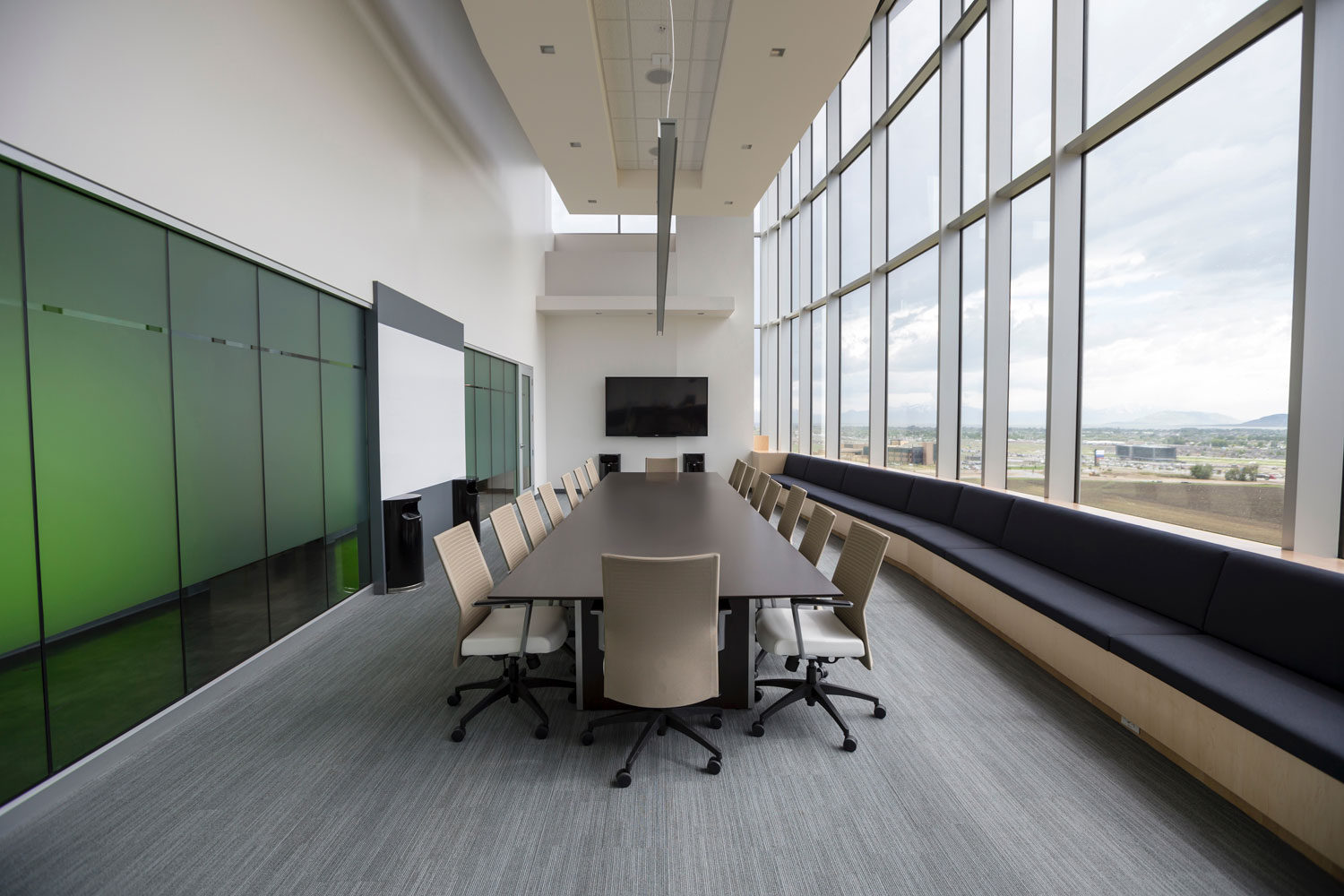 conference room and tall windows